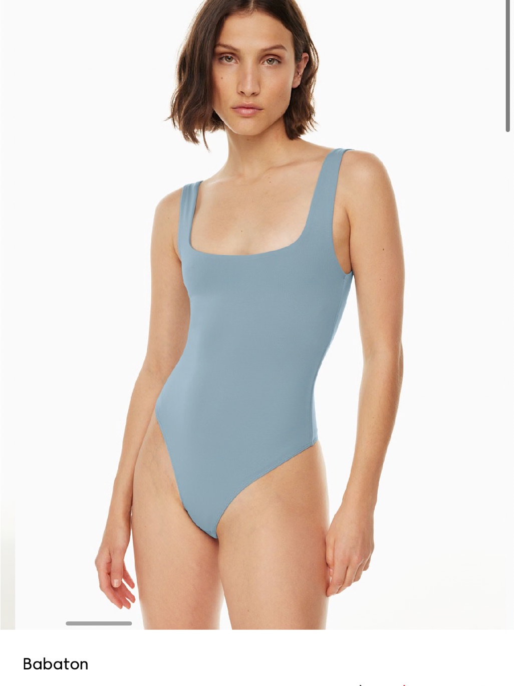 Aritzia Scoop-Neck One-Piece Bodysuit In Dusty Blue